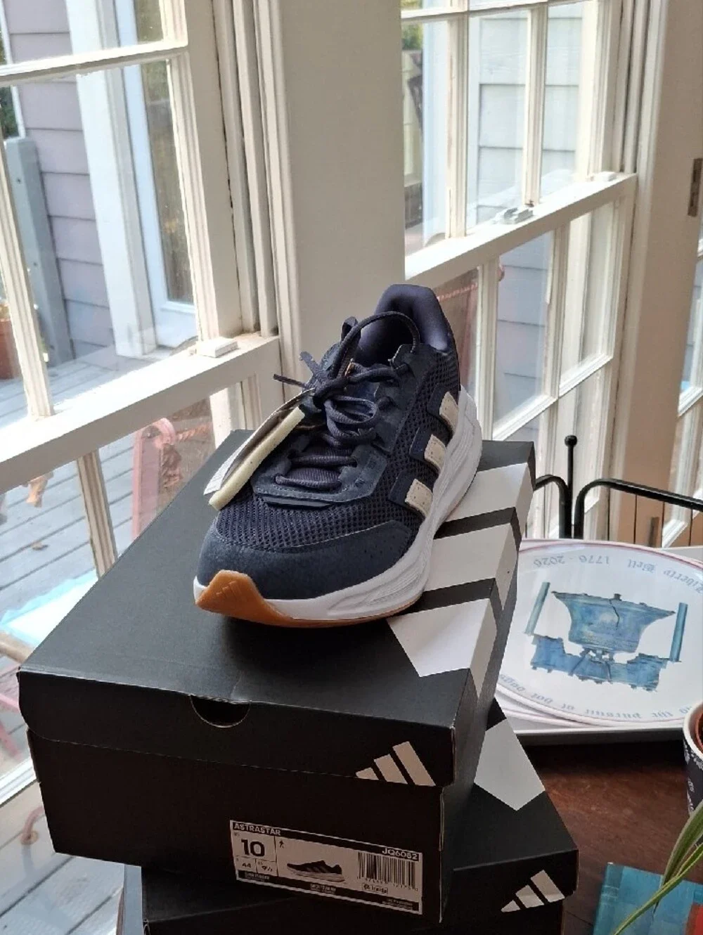 adidas Navy and White Running Sneakers